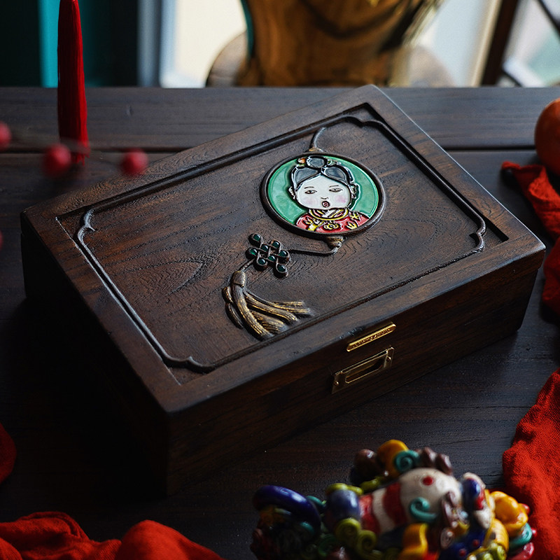 Canon's original retro gold foil Wooden Decorative Stratified jewelry containing Living room Bedroom Desk Surface Placement box