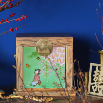 Good woman solid wood inlaid ceramic jewelry box Chinese style dressing box Multi-layer lock storage box Creative wedding gift