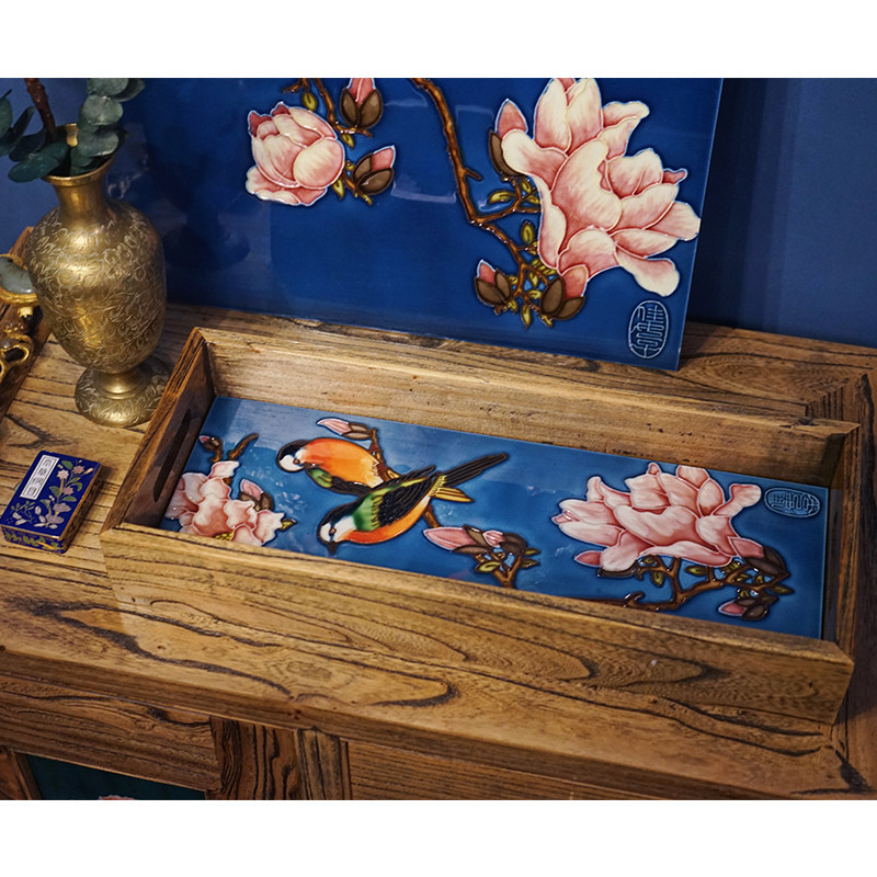 Canon Elm Elm Wood Insert Ceramic Fruit Tray Creative Home Swing Accessories Living Room Home Snack Containing Pan Chinese Business Gift