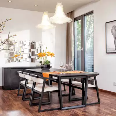 Nordic simple walnut color rectangular solid wood table creative design fashion desk personality desk conference table