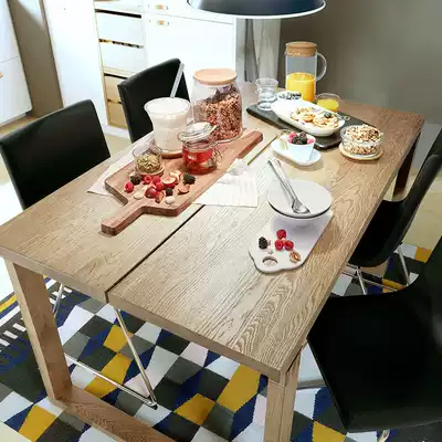 Nordic solid wood cafe dining table and chair modern simple log table Restaurant living room rectangular dining table