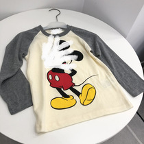 Spring new children men and women treasure cartoon mouse round neck sleeve long sleeve cotton stitching shoulder shirt base shirt