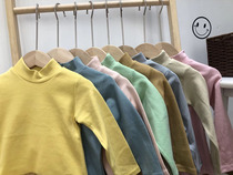 Infants and young children autumn and winter children male and female baby half high collar cotton Korean elastic candy color long sleeve base shirt body shirt