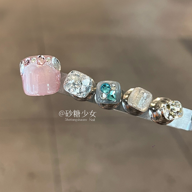2026 New Style High-End Summer Toenail Stickers, Handmade Toenail Wear-On Nails for Summer