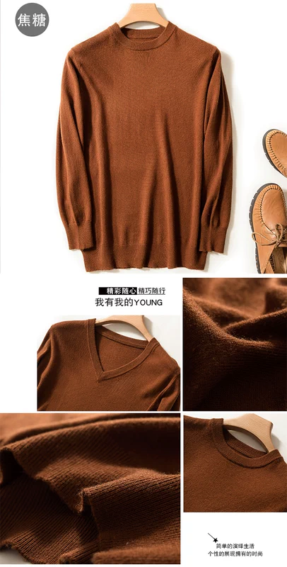 18 mùa thu đông mới áo sơ mi nhung nam cổ chữ V cổ tròn áo len cashmere áo len
