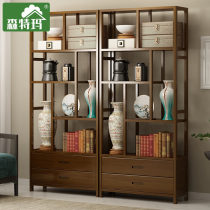 Chinese shelf tea boghu shelf bamboo plate decoration iron wall partition Primary School students Storage bookcase bookcase