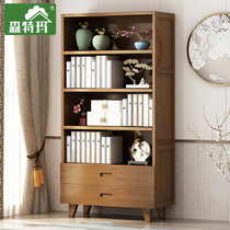 Simple bookshelf with feet multi-layer floor storage living room table bamboo simple student book cabinet
