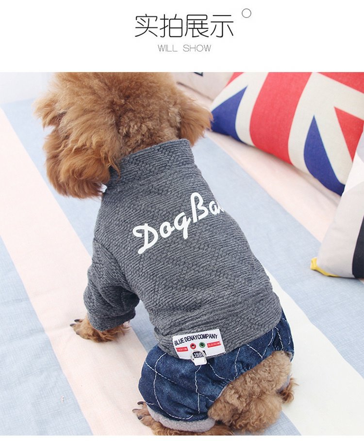 Thú cưng Gấu Pomeranian Teddy Dog Quần áo Puppy Sữa Dog Quần áo bốn chân Dây đeo Quần áo mùa xuân và mùa thu Trang phục mùa xuân Áo bông - Quần áo & phụ kiện thú cưng quần áo chó mèo