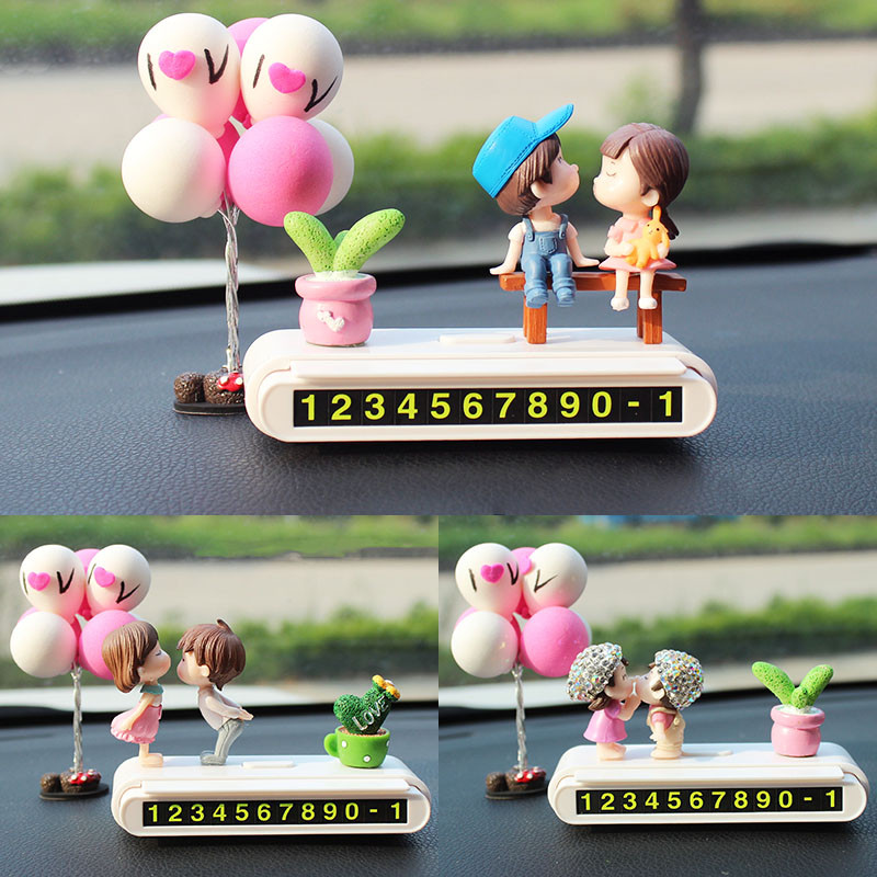 Car temporary parking number plate personality creative mobile phone card luminous cute couple car parking card female