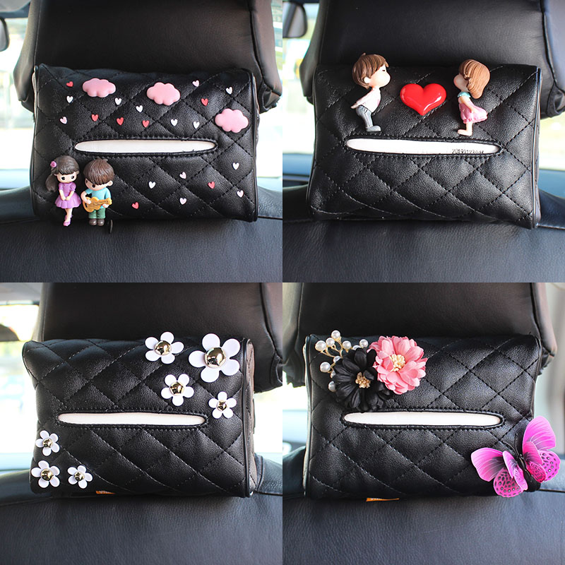 Car towels box cuddly creative individuality napkin car multifunction car back-hanging car toilet paper box