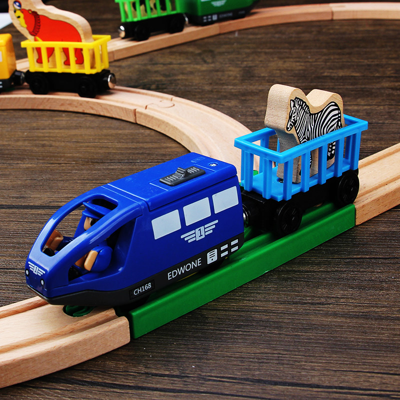 Puzzle children splice magnetic electric track train assembly train log wood track accessories compatible track track