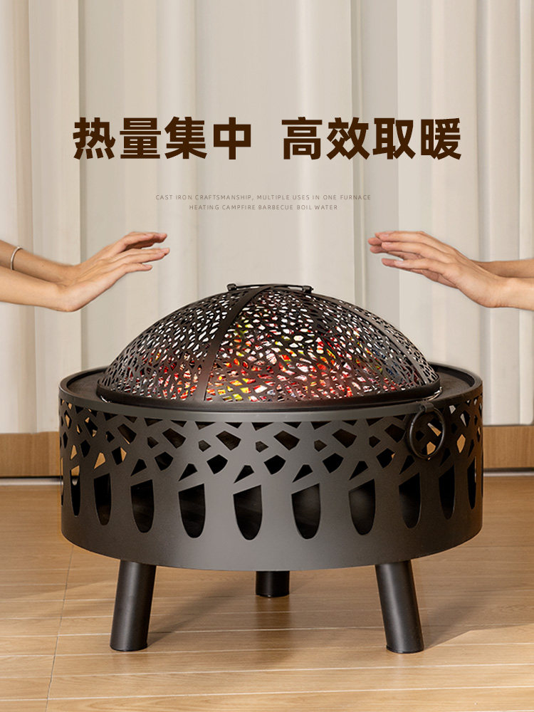 Tea-Making Stove Set with Fire Pit, Charcoal Grill for Winter, Indoor Heating Stove, Magical Device for Courtyard