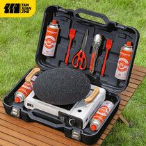 Outdoor baking pan camping barbecue pan barbecue household barbecue pot cassette stove portable cooker stove equipment complete set