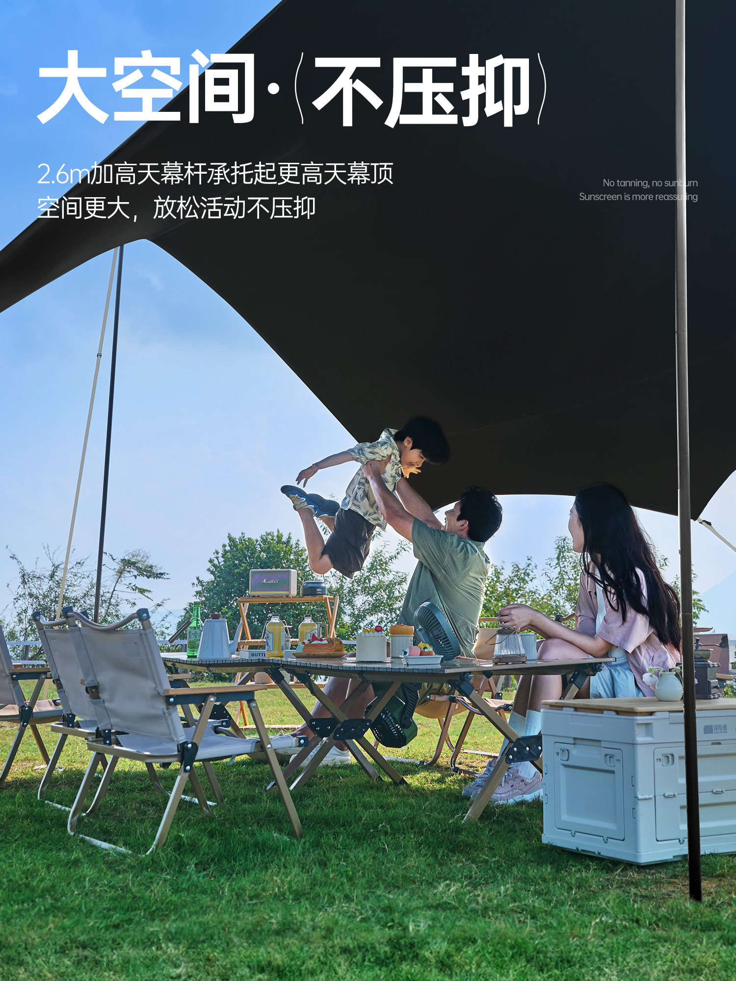 Explorer Vinyl Canopy Tent Outdoor No-Setup Camping Set with Six Pieces Including Table and Chairs, Sunshade Shelter for Lazy Camping