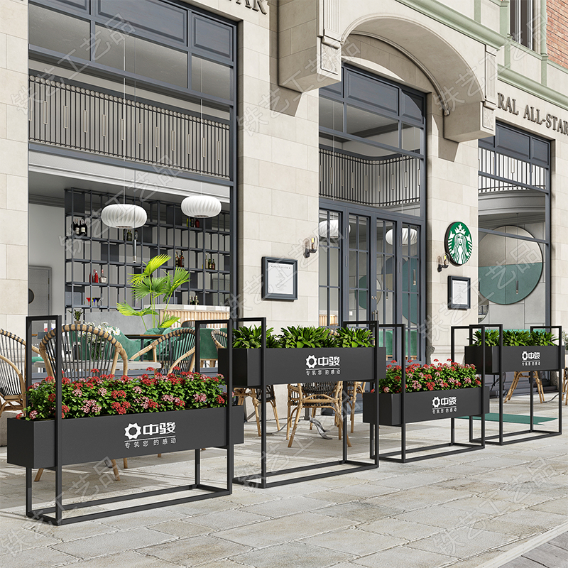 Outdoor combination wrought iron flower box flower bed sample house display center commercial street outdoor fence partition screen flower stand flower trough customization