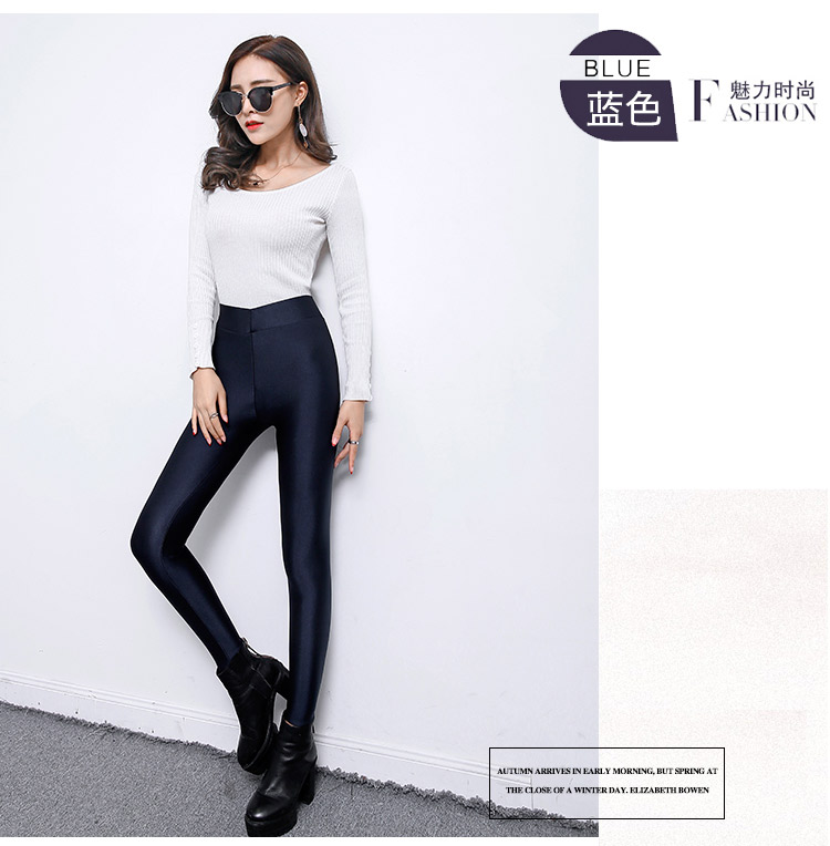 Mùa thu và mùa đông cộng với quần legging nhung dày, phụ nữ mặc ấm eo cao đã bước chân mỏng chân rộng quần dài sáng bóng mẫu quần tây nữ đẹp