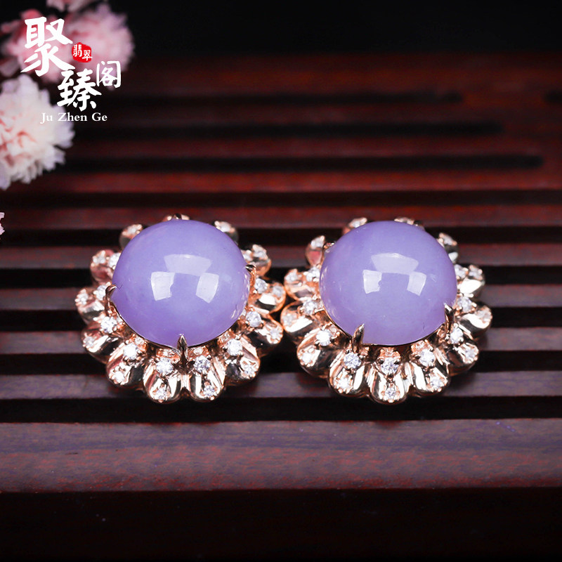 The natural A - freight ice sheet pit with 18 k mounted mounted female with an ear nail of purple egg - noodle