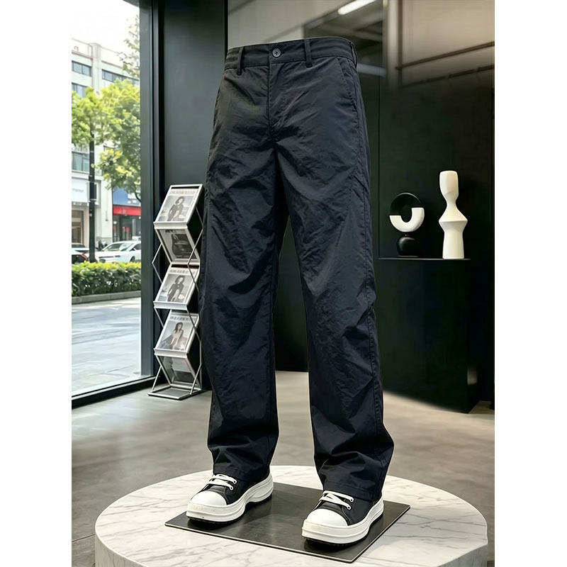 High-End Light Luxury American-Style Nylon Quick-Dry Tactical Pants for Men, Thin Versatile Pleated Cargo Pants, Outdoor Sports Casual Pants
