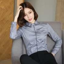 Gray professional shirt woman sleeved spring and autumn business leisure and sales building workclothes high-end white shirt