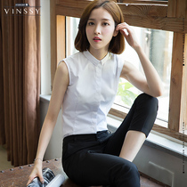 Sleeveless white shirt woman 2023 summer fashion vest shirt design sense career to make a shirt with a hundred and white shirt