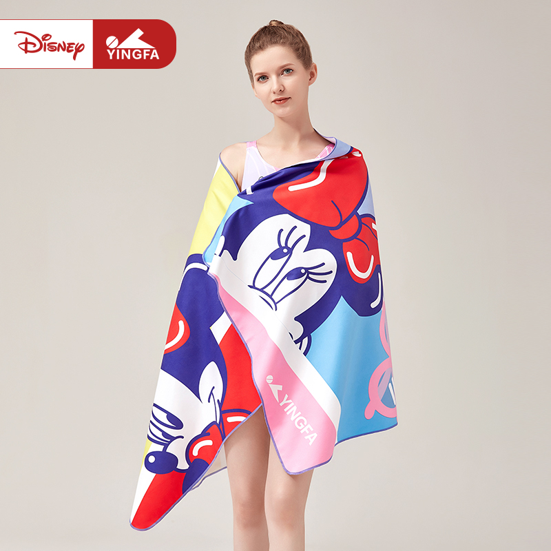 Yingfa Disney absorbent towel double-sided velvet quick-drying towel outdoor sports portable beach towel men's and women's swimming bath towel
