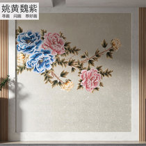 New Chinese style embroidery peony blossoms rich wall cloth TV sofa master bedroom art single embroidery background wall customized