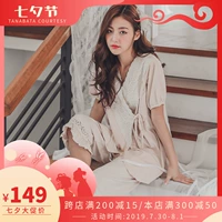 Quần áo trăng mùa hè tay ngắn bà bầu đồ ngủ sau sinh cotton mỏng phần tiết sữa cho con bú - Giải trí mặc / Mum mặc do bau