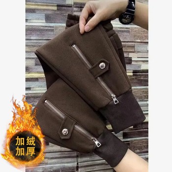 High-waisted korean style ins zipper button casual pants