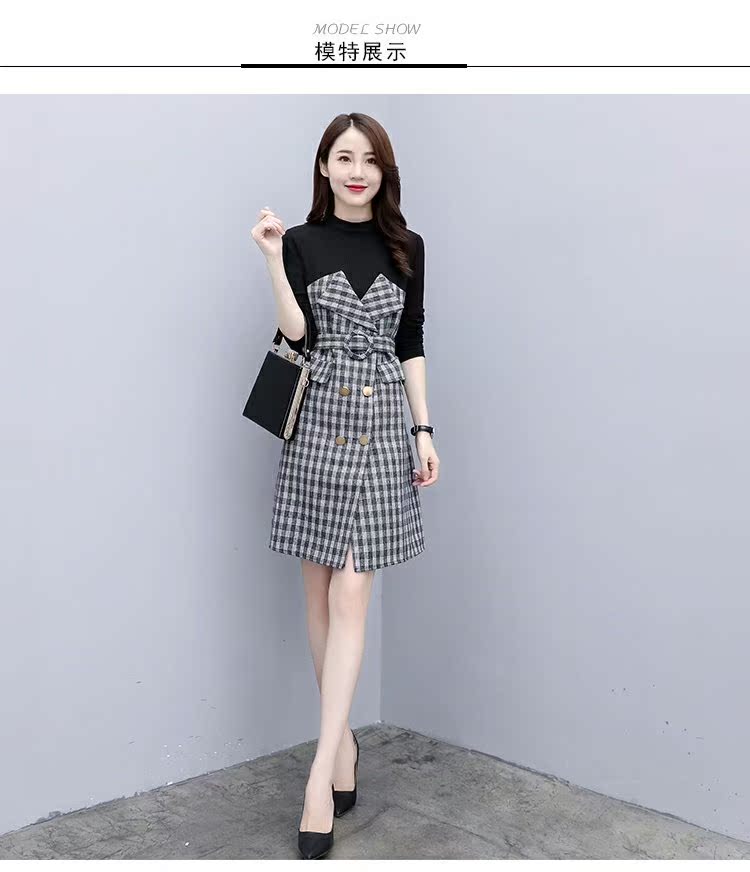 Váy siêu lửa 2018 mới của phụ nữ ăn mặc mùa thu đông mẫu nữ váy dài thon gọn váy một chữ vay xoe