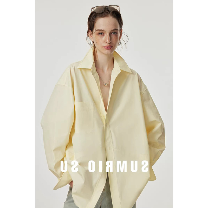 2026 Spring New Fashionable Oversized Classic B-Style High-End Pima Cotton Relaxed Loose Boyfriend Shirt for Women