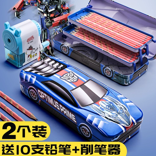 Дисней, трансформер, детский ударопрочный вместительный и большой универсальный двухэтажный пенал для мальчиков для школьников для детского сада для первого класса, Кинг-Конг