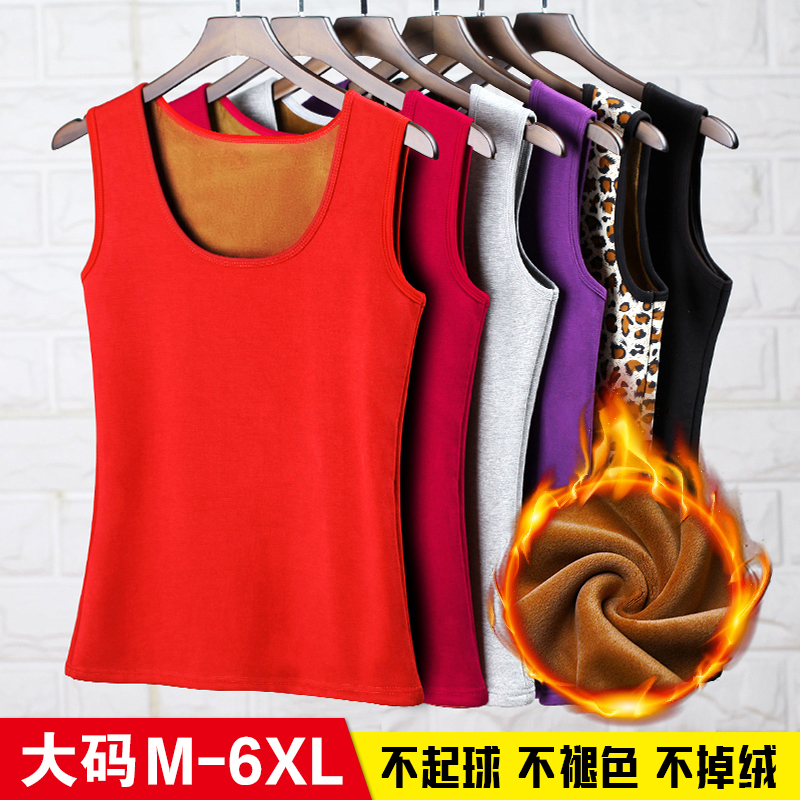 Large Size Thermal Vest for Women, Fleece-Lined and Thickened, Winter Cold Protection, Loose-Fitting Base Layer for Middle-Aged and Elderly Mothers, Pure Cotton Thermal Underwear