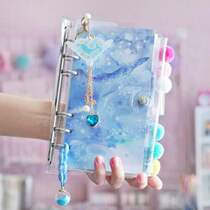 The loose-leaf starry hand account book square girl heart cute quicksand Net red tremble hand book set Cane notes