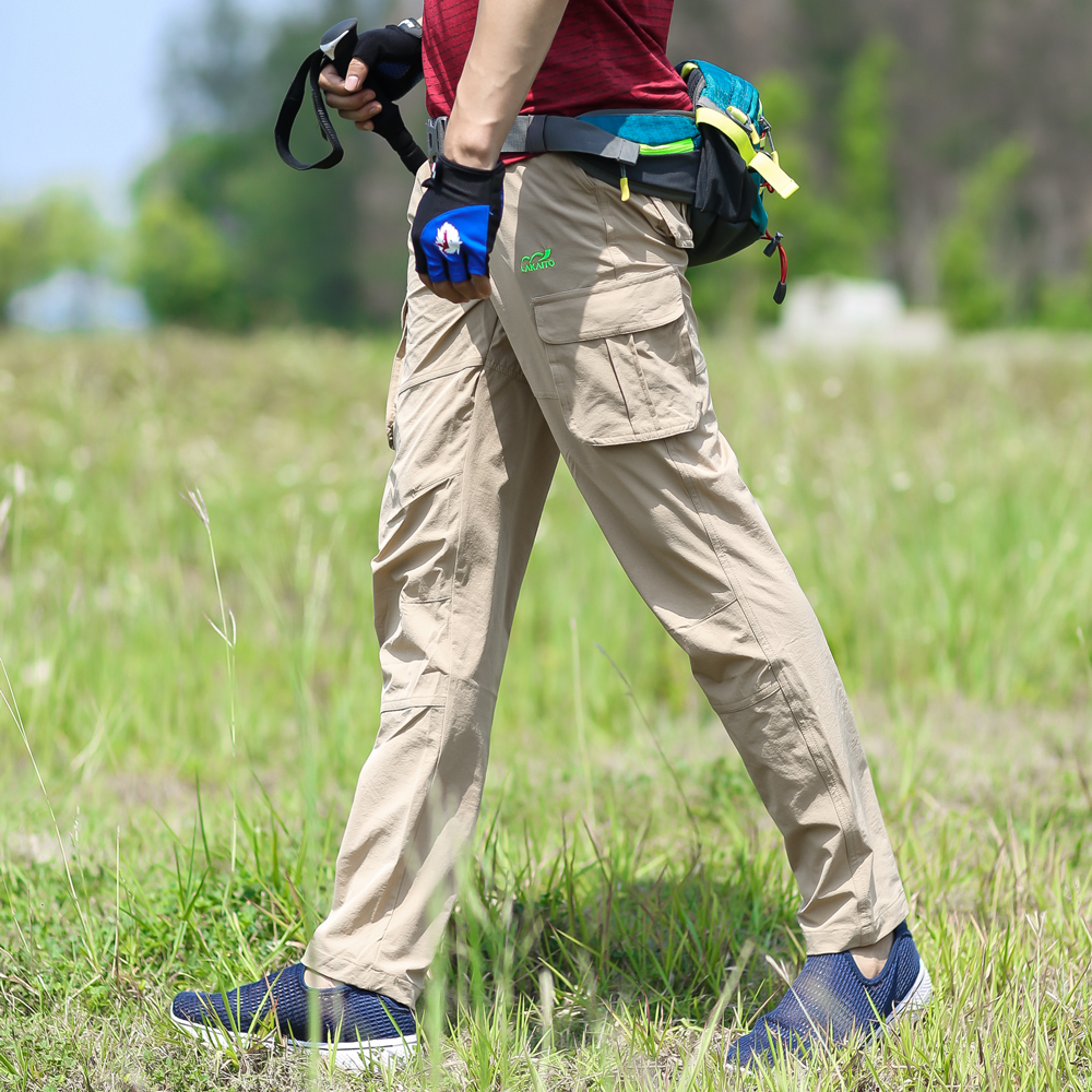 Outdoor multi-bag work pants fast dry pants men's elastic loose large size fast dry pants sports hiking sweat breathable