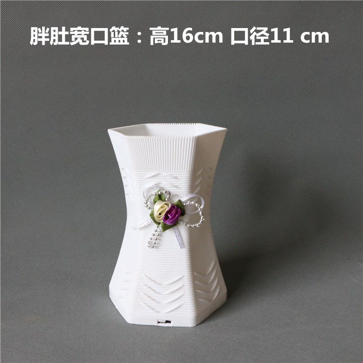 Mô phỏng giỏ hoa mây nhựa chậu hoa cắm hoa bình trắng dệt bình hoa tre trang trí hoa khô hoa sắt - Vase / Bồn hoa & Kệ