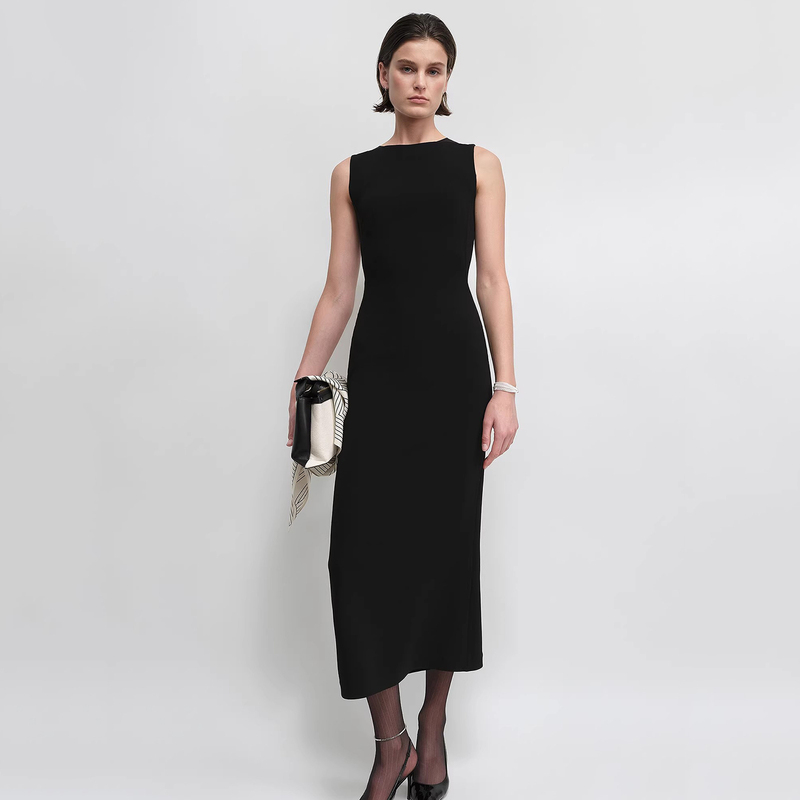 Elastic Waist-Cinching Hip-Hugging Tank Dress 2026 Spring New High-End French-Style Triacetate Sleeveless Long Dress