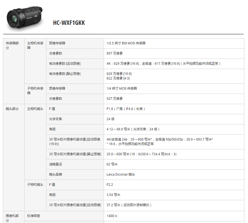 Trang web chính thức của cửa hàng Flagship Panasonic / Panasonic HC-WXF1GKK 4K - Máy quay video kỹ thuật số máy quay phim 4k