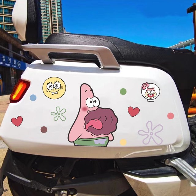 SpongeBob SquarePants Patrick Star Car Covering Scratch Sticker Electric Vehicle Motorcycle Cartoon Fun Decoration Sticker Waterproof