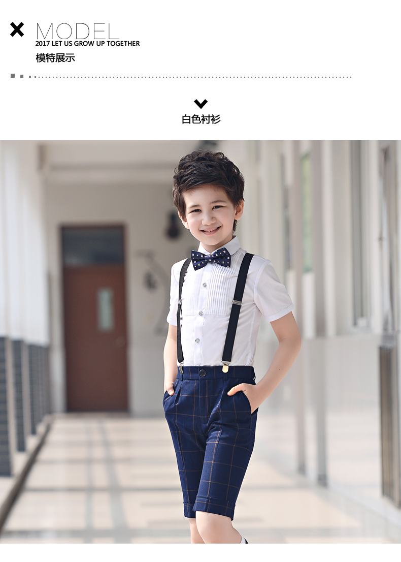 Trang phục trẻ em hoa cô gái ăn mặc chủ boy quần áo hiệu suất quần áo trường tiểu học điệp khúc phù hợp với cậu bé bib quần áo biểu diễn trẻ em