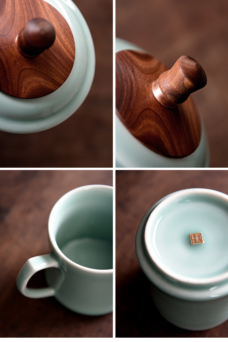 Longquan celadon teacup caddy fixings gift boxes ceramic tea cup glass office meeting gift mugs