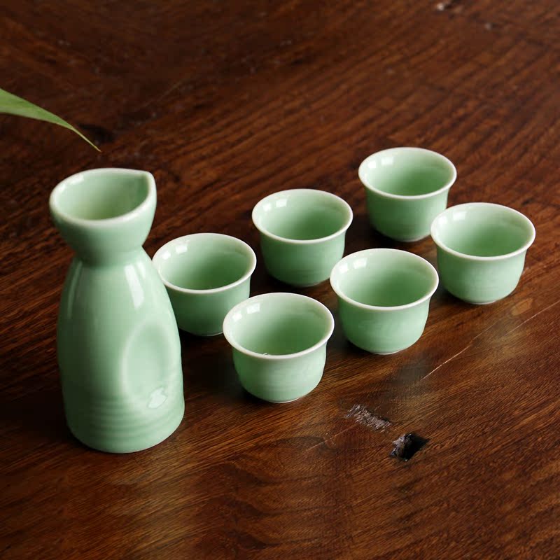 Sapphire hin seven hot hip hip flask kung fu suit points celadon decanters bamboo tea wine a small handleless wine cup tea cups