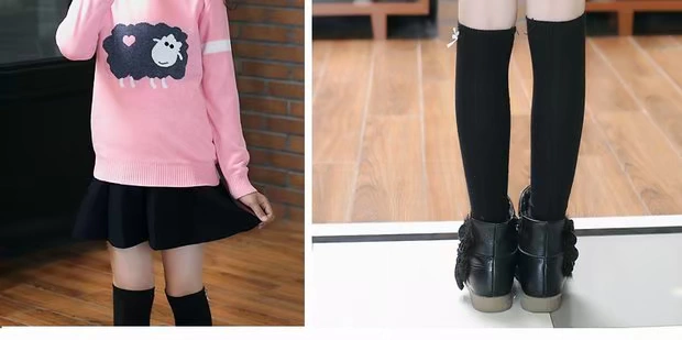 Váy bé gái mùa thu đông và váy hoang dã Váy bé bằng vải cotton đan đáy eo cao