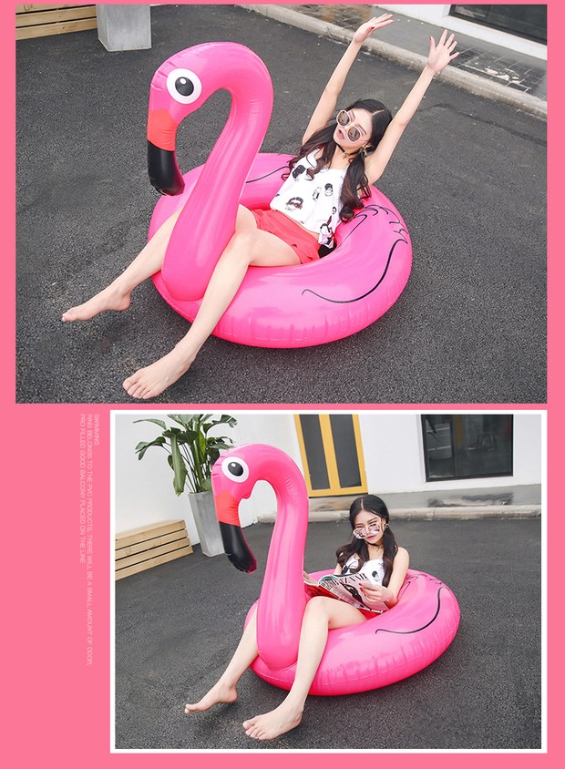 Vòng bơi hồng hạc dành cho người lớn dày bơm hơi nước Dễ thương Kỳ lân màu đỏ tình yêu tăng nữ - Cao su nổi phao bơi tay