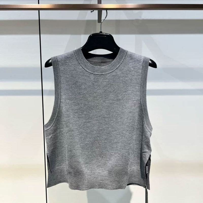 Gediamashi Genuine Women's Clothing 2026 Spring New Style Round Neck Back Slit Design Knitted Vest