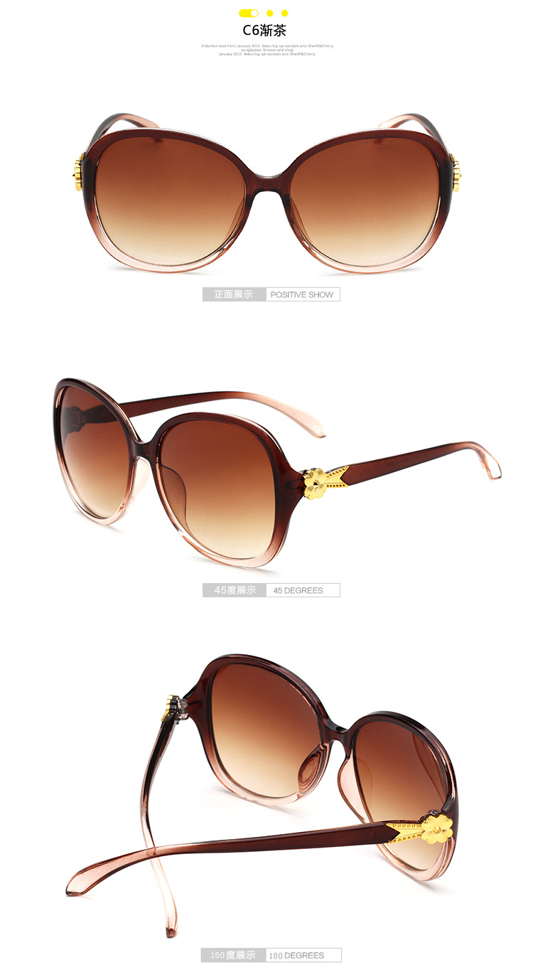 Kính râm nữ mới châu Âu và Hoa Kỳ kính râm gọng kính lớn 2018 hoa ếch gương kính gucci