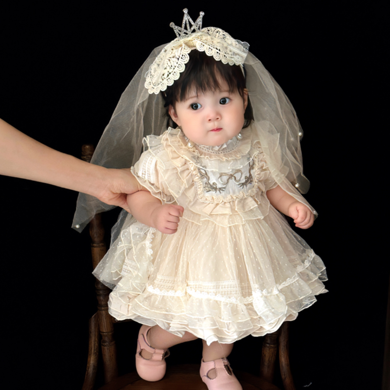 2026 Girl's 100-Day-Old Birthday Dress, Tutu Skirt, Lolita British Retro Style Birthday Dress, One-Year-Old Dress 2026 Girl's 100-Day-Old Birthday Dress, Tutu Skirt, Lolita British Retro Style Birthday Dress, One-Year-Old Dress