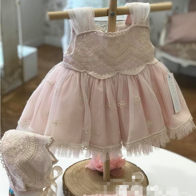 High-end customised Spanish foreign women's Po 100 days old dress Pompeo skirt roletta lace mesh yarn dress