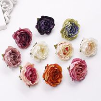 DIY handmade wreath material retro oil painting small tea rose silk hand-made accessories fake flower simulation Rose head