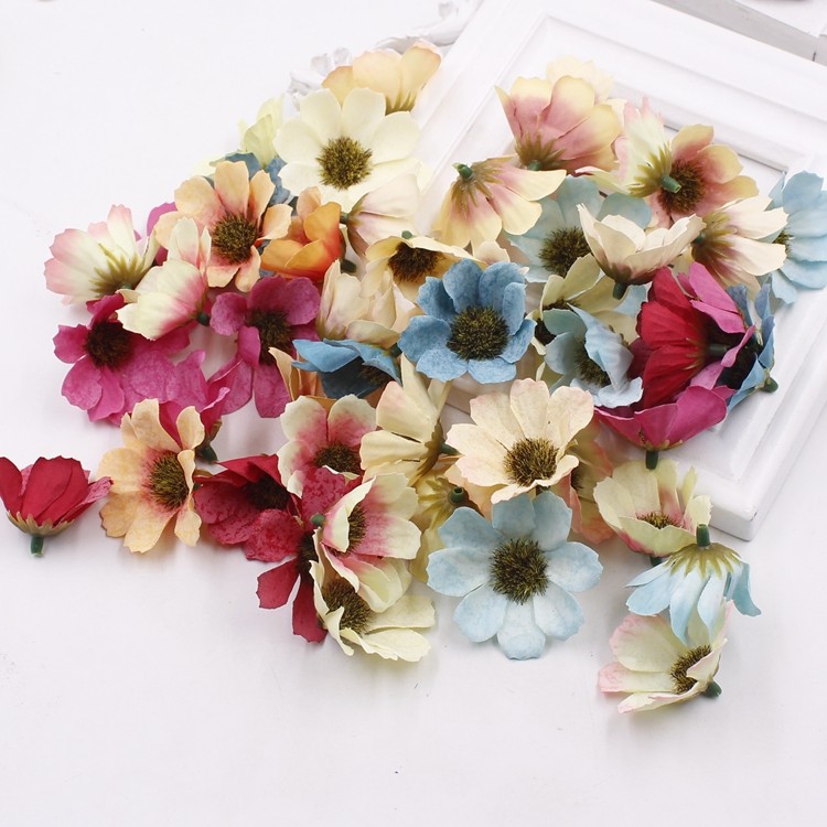 DIY handmade Sen female simulation small chrysanthemum daisy fake flower silk flower garland material Happy candy box decorative flower accessories