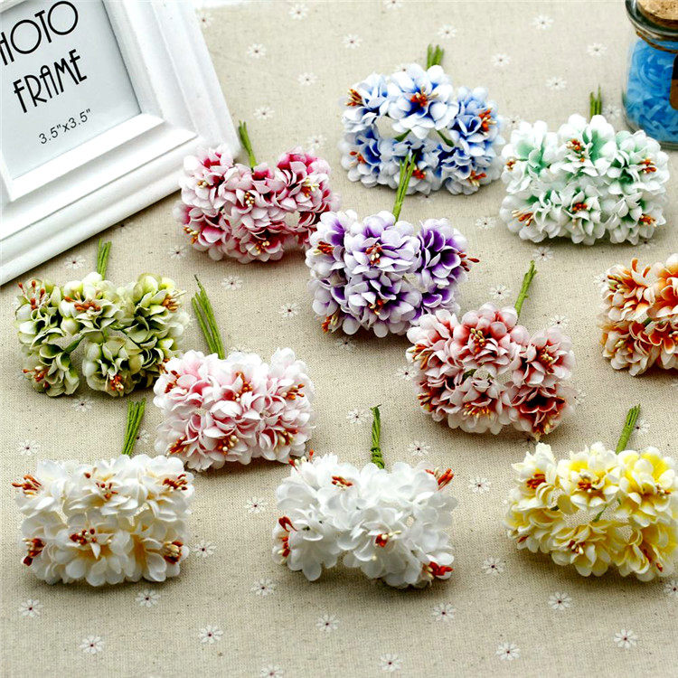 DIY simulation silk flower gradual change chrysanthemum Sen female hair accessories materials handmade wreath bridal headdress accessories 6 bunched